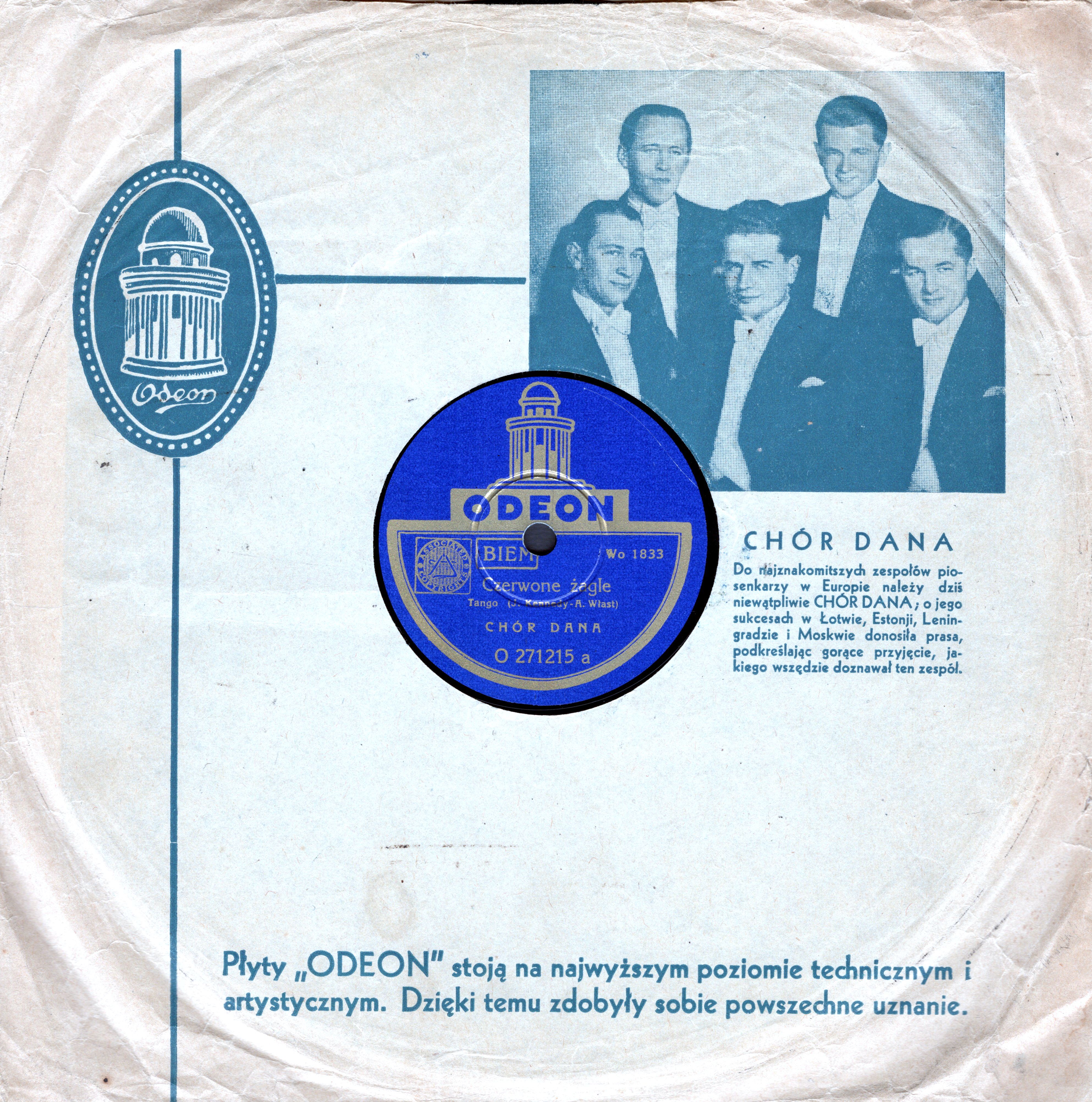 Chór Dana - obwoluta wytwórni Odeon
