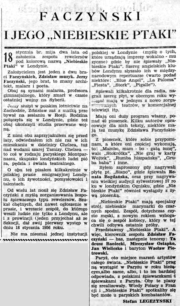 Chór Rewelersów „Niebieskie Ptaki” (1958 r.)